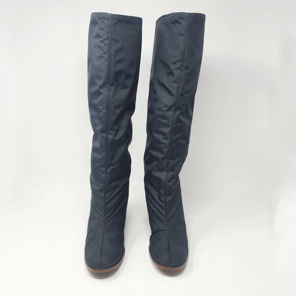 Golo Boots Women 8M Vintage 1970s Black Nylon Sheepskin Fold Over Waterproof - Picture 5 of 13